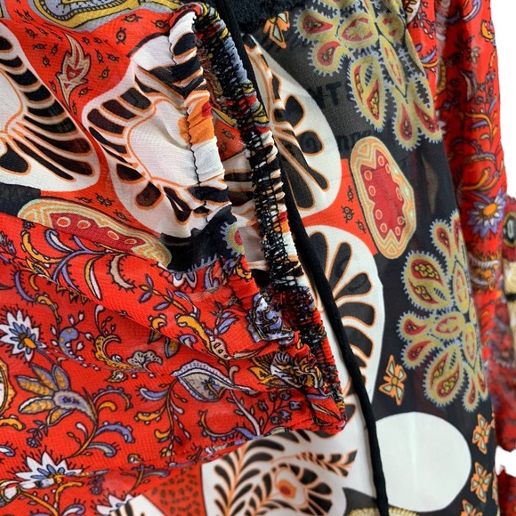 Anthropologie Fig and Flower Womens Size Large Boho Peasant Blouse Floral Sheer - Picture 10 of 12